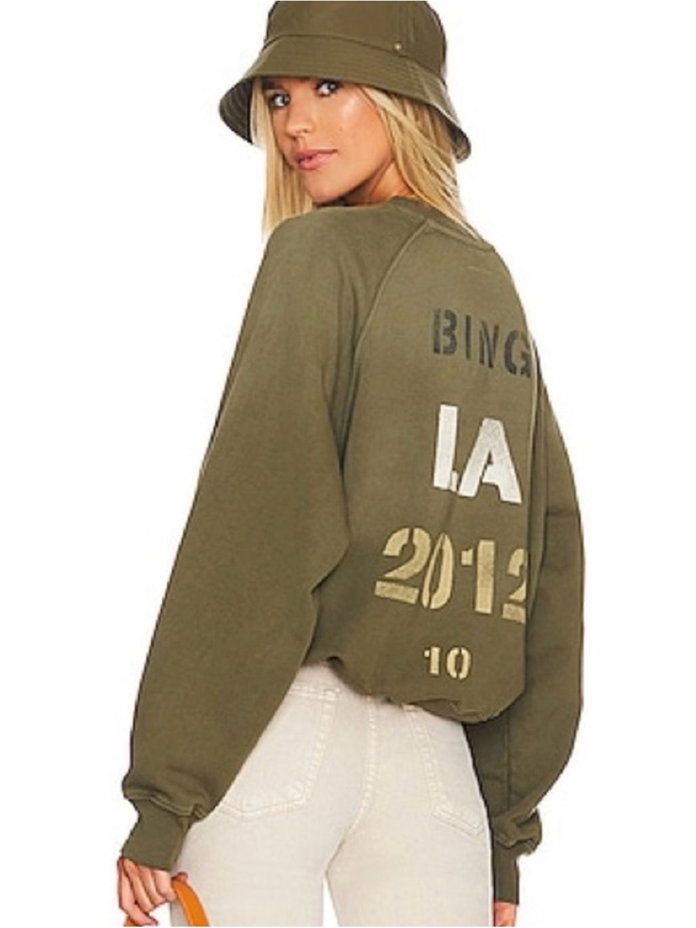Anine Bing Los Angeles Olive Green Harvey Crewneck Sweatshirt